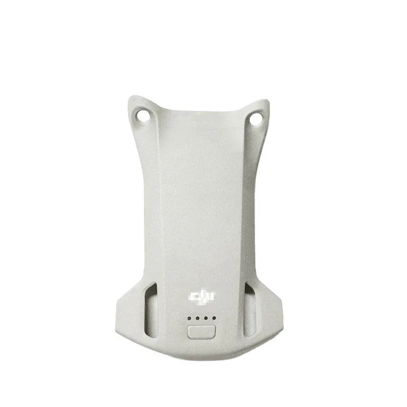 White DJI drone battery with status indicator lights isolated on white background