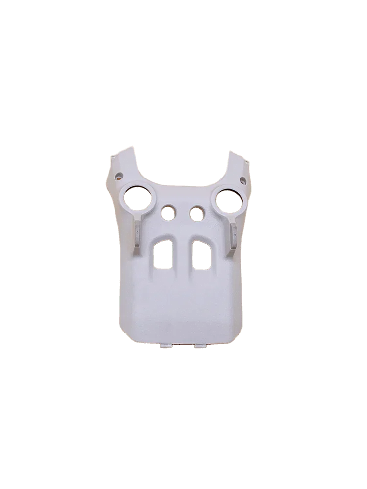 White plastic drone canopy cover with multiple circular and rectangular ventilation holes