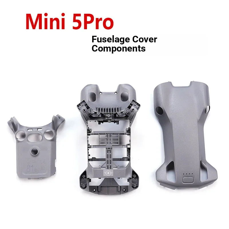 Mini 5Pro drone gray fuselage cover components laid out on white background